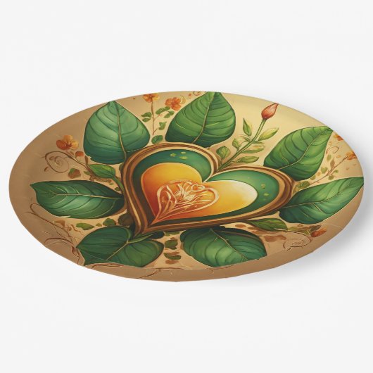 Erwachende Samendekoration Pappteller (Schrägansicht)