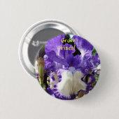 Erwachsen Sie Ire! Schaltfläche Lila Iris-Blume Button (Vorne & Hinten)
