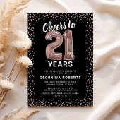 Erwachsene 21. Geburtstag Rose Gold Einladung