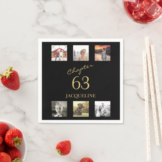 Erwachsene 6 Foto Schwarz und Gold jedes Alters Ge Serviette (Beispiel)