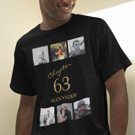 Erwachsene 6 Foto Schwarz und Gold jedes Alters Ge T-Shirt