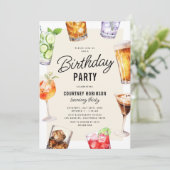 Erwachsene Alkohol Getränke Geburtstagsparty Einladung (Stehend Vorderseite)