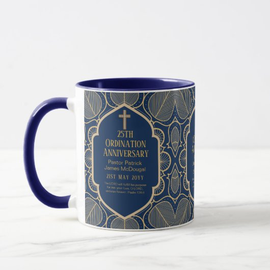 Erwachsene BESTÄTIGUNG Geschenk Blue Gold Männchen Tasse (Links)