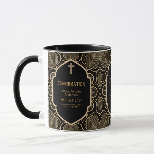 Erwachsene BESTÄTIGUNG Geschenk Schwarze Gold Männ Tasse (Links)