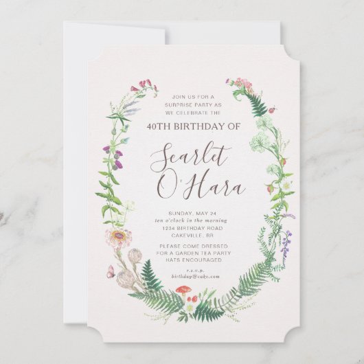 Erwachsene Blumengeburt Einladung jedes Alter Meil (Vorderseite)