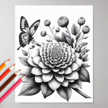 Erwachsene Blütenschmetterling 3D-Farbplakat