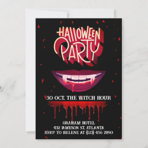 Erwachsene Blutige Vampir Schwarze Halloween-Party Einladung