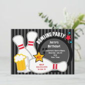 Erwachsene Bowling Party Einladung (Stehend Vorderseite)