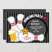 Erwachsene Bowling Party Einladung (Vorne/Hinten)