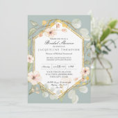 Erwachsene Brautparty Silver Sage Rose Wasserfarbe Einladung (Stehend Vorderseite)