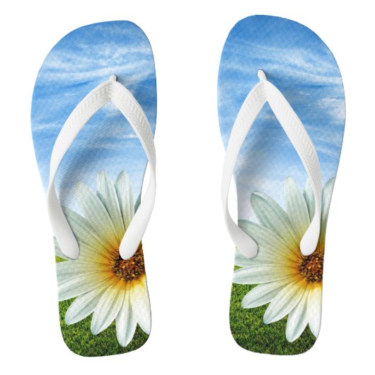 Erwachsene, breite Strap Flip Flops/Daisy Badesandalen (Fußbett)