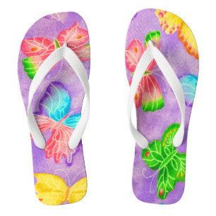 Erwachsene, breiter Streifen Flip Flops/Schmetterl Badesandalen