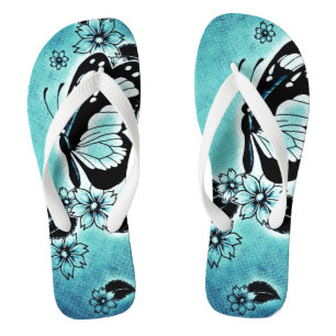 Erwachsene, breiter Streifen Flip Flops/Schmetterl Badesandalen