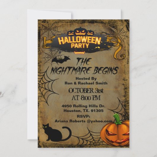 Erwachsene Der Albtraum fängt Beängstigendes Hallo Einladung (Vorderseite)