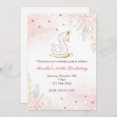 Erwachsene Einladung Blumenschwan Rosa Gold zum Ge (Vorne/Hinten)