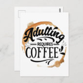 ERWACHSENE ERFORDERN KAFFEE - KAFFEE-LIEBE POSTKARTE (Vorne/Hinten)