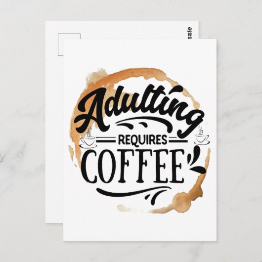 ERWACHSENE ERFORDERN KAFFEE - KAFFEE-LIEBE POSTKARTE (Vorne/Hinten)