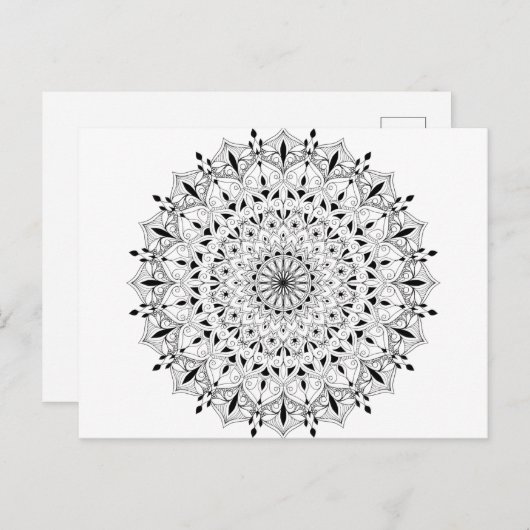Erwachsene färben DIY mandala Dutzend Dutzend Blum Postkarte (Vorne/Hinten)