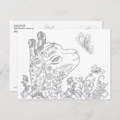 Erwachsene Farbgebung Alpaca Butterfly DIY Postkar Postkarte (Vorne/Hinten)