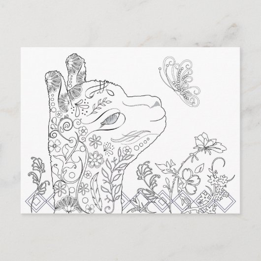Erwachsene Farbgebung Alpaca Butterfly DIY Postkar Postkarte (Vorderseite)