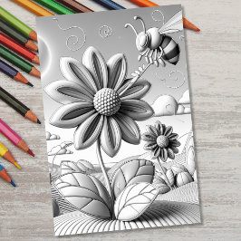 Erwachsene Färbung 3D Floral Botanische Hummel Poster
