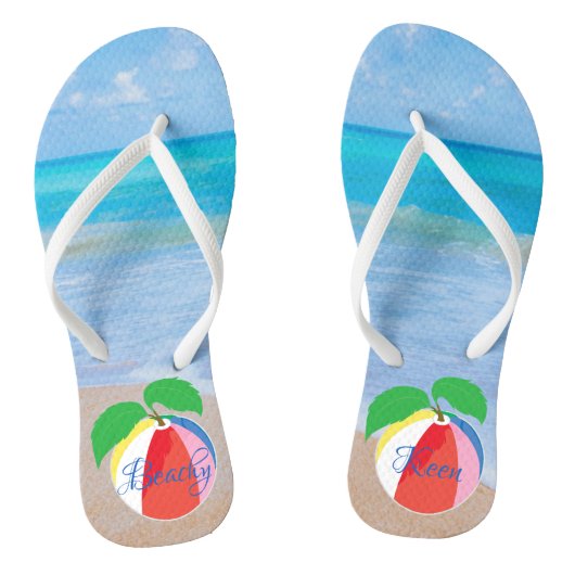 Erwachsene Flip Flops "Beachy Keen/Ocean, Beachbal Badesandalen (Fußbett)