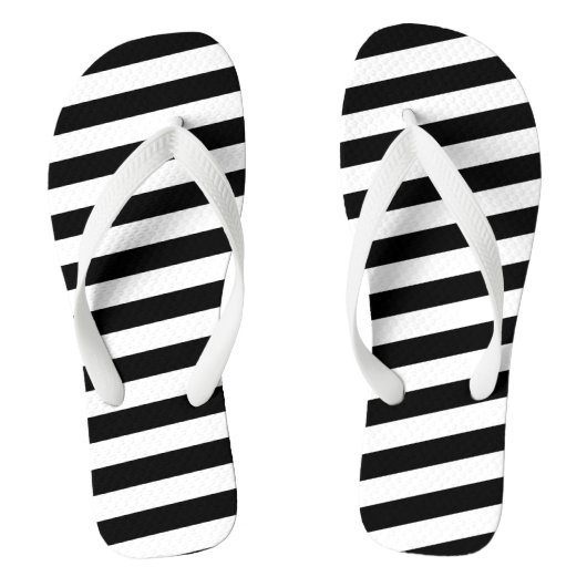 Erwachsene Flip Flops-Black & White Streifen Badesandalen (Fußbett)