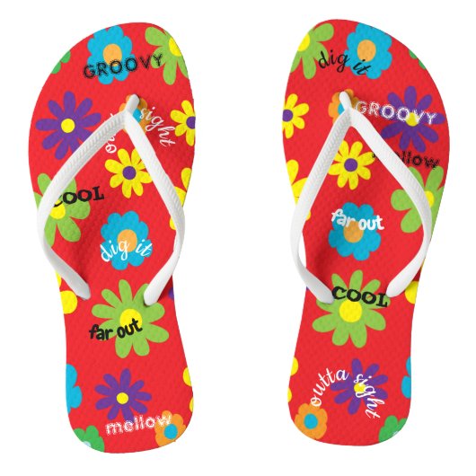 Erwachsene Flip Flops "Groovy Blume" Flip Flops Badesandalen (Fußbett)