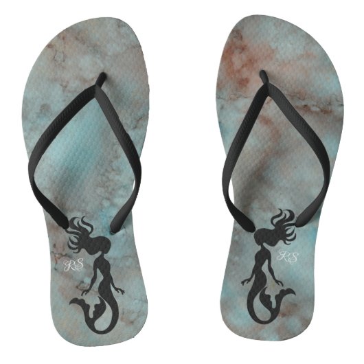 Erwachsene Flip Flops"Inkblots Bluish Orange Merma Badesandalen (Fußbett)