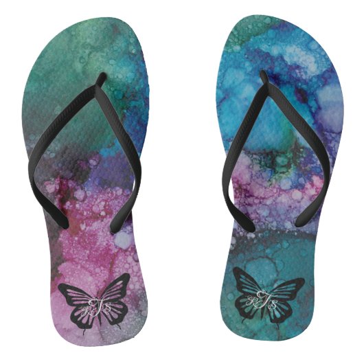 Erwachsene Flip Flops "Inkblots Pink-Grüntöne Butt Badesandalen (Fußbett)