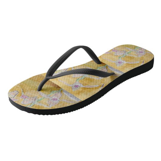 Erwachsene Flip Flops mit botanischem Design Badesandalen (Schrägansicht)