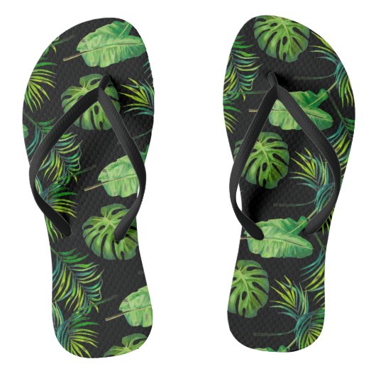 Erwachsene Flip Flops-Tropical-Blätter Badesandalen (Fußbett)