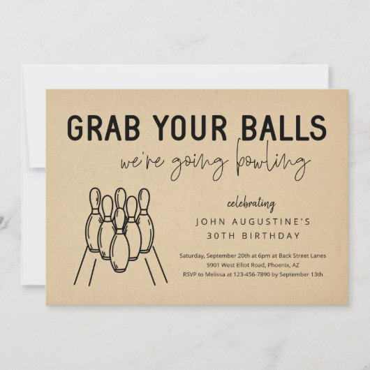 Erwachsene Funny Bowling Party Einladung (Vorderseite)