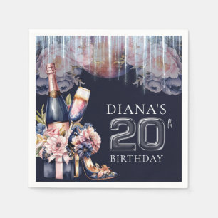 Erwachsene Geburtstag 20. Personalisiert Champagne Serviette