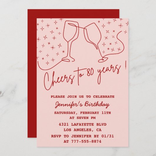 Erwachsene Geburtstag 80. Geburtstag Einladung ihr (Vorne/Hinten)
