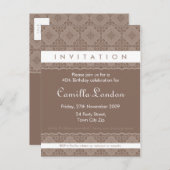 ERWACHSENE GEBURTSTAGEINLAGE: gemustert P6 Einladungspostkarte (Vorne/Hinten)