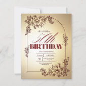 Erwachsene Geburtstagsfeier Einladung Goldmaroon T (Vorderseite)