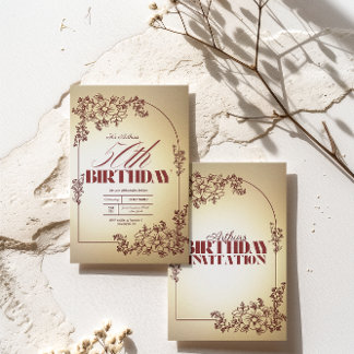 Erwachsene Geburtstagsfeier Einladung Goldmaroon T