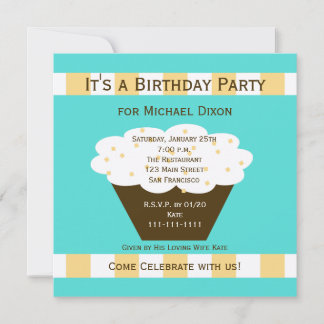 Erwachsene Geburtstagsparty Cupcake on Aqua Einladung