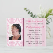 Erwachsene Geburtstagsparty Foto Einladung Rosa Da (Stehend Vorderseite)