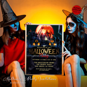 Erwachsene Gruselige Gejagte Haus Halloween Party Einladung