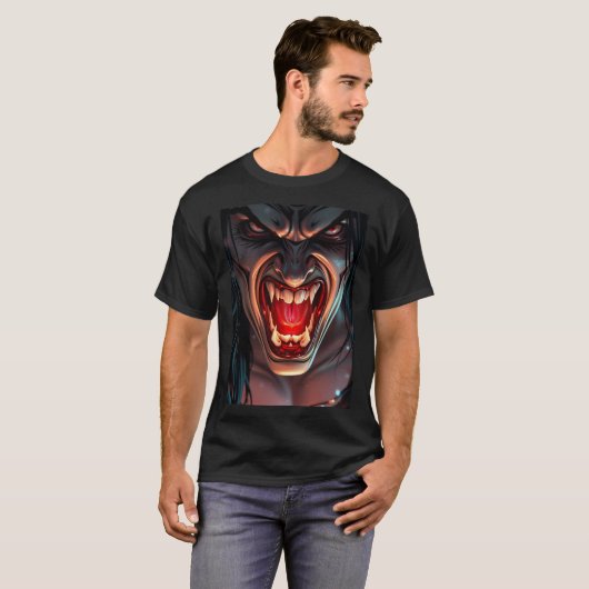 Erwachsene halloween costume vampire man zähne T-Shirt (Vorne ganz)