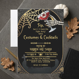 Erwachsene Halloween-Kostüme & Cocktails Art Nouve Einladung