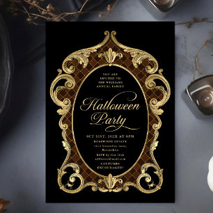 Erwachsene Halloween-Party Gold Verziert Vintage Einladung