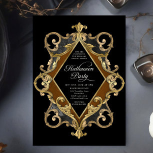 Erwachsene Halloween-Party Gold Verziert Vintage Einladung