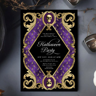 Erwachsene Halloween-Party Gold Verziert Vintage Einladung