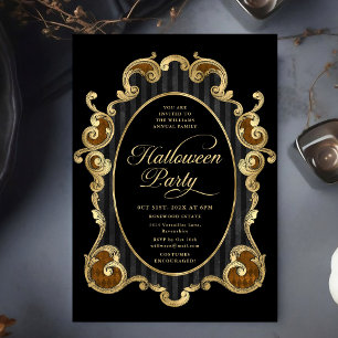 Erwachsene Halloween-Party Gold Verziert Vintage Einladung