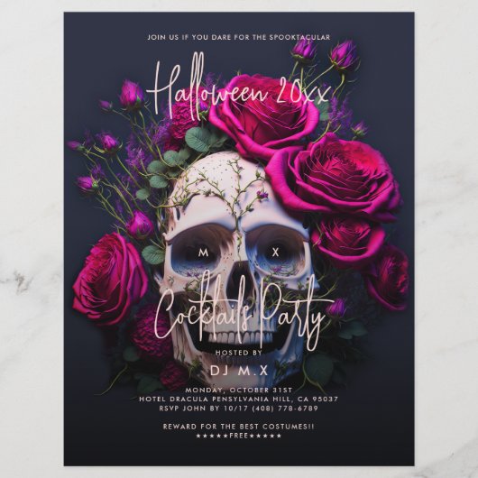 Erwachsene Halloween-Party Gothic Skull Rote Rosen Flyer (Vorne)