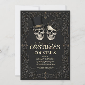 Erwachsene Halloween-Party Schwarzes Gothic-Totenk Einladung