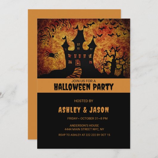 Erwachsene Halloween-Party Spuk House Einladung (Vorne/Hinten)